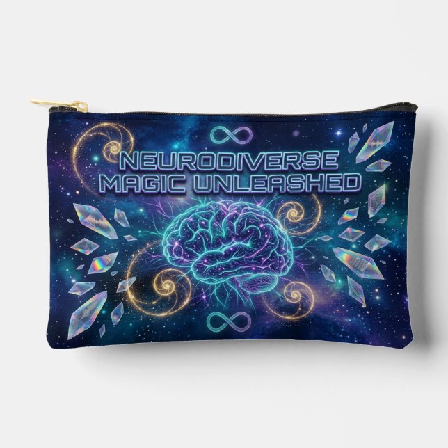 Neurodivergent Cosmic ADHD Autism Gift Trendy Accessory Pouch (Front)