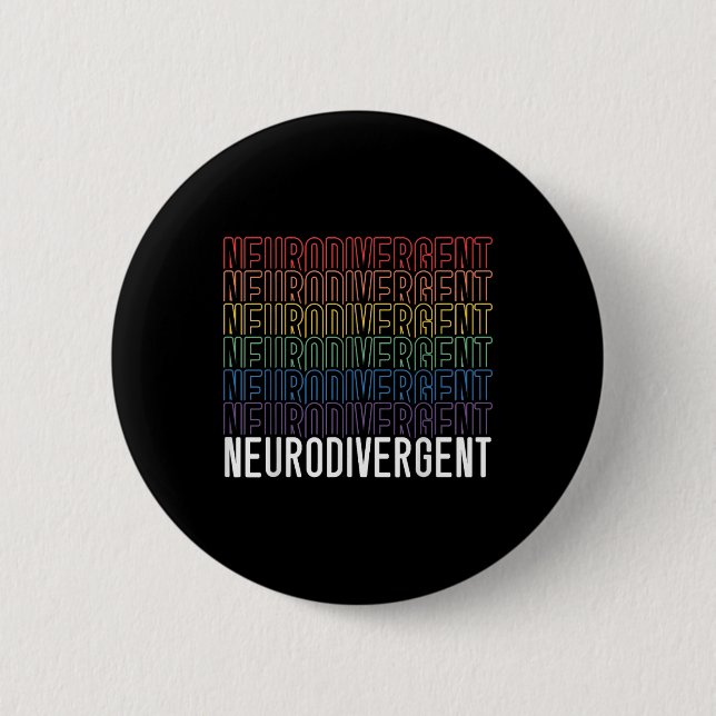 Neurodivergent Neurodiversity Rainbow Adhd Asd Button (Front)