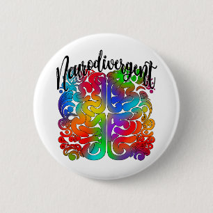 Neurodivergent Rainbow Brain for Autism Acceptance Button