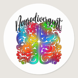 Neurodivergent Rainbow Brain for Autism Acceptance Classic Round Sticker