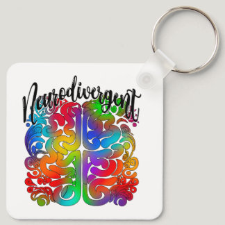 Neurodivergent Rainbow Brain for Autism Acceptance Keychain