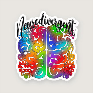 Neurodivergent Rainbow Brain for Autism Acceptance Sticker