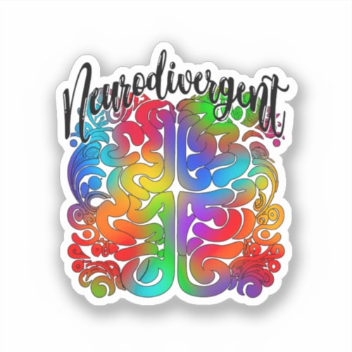 Neurodivergent Rainbow Brain for Autism Acceptance Sticker