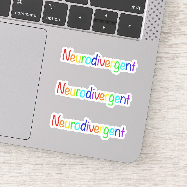 "Neurodivergent"  Rainbow Celebrate Neurodiversity Sticker (Detail)