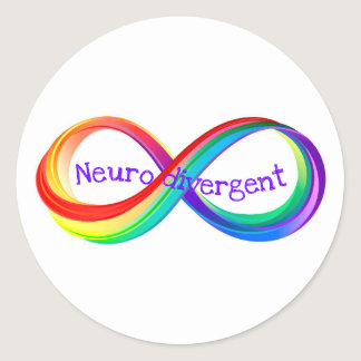 Neurodivergent Rainbow Infinity Symbol Button Classic Round Sticker