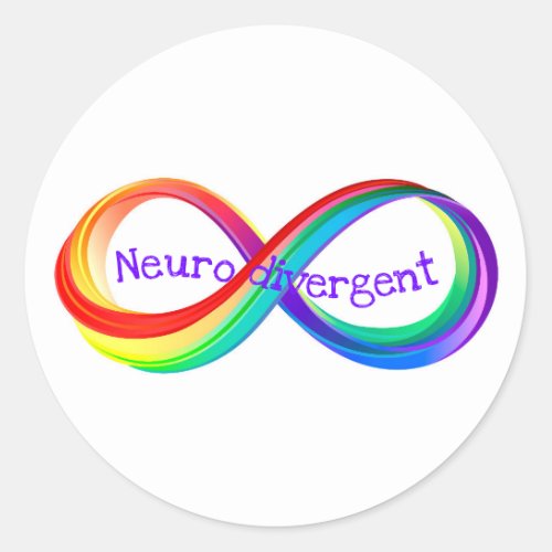 Neurodivergent Rainbow Infinity Symbol Button Classic Round Sticker