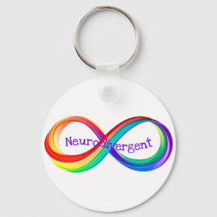 Neurodivergent Rainbow Infinity Symbol Button Keychain
