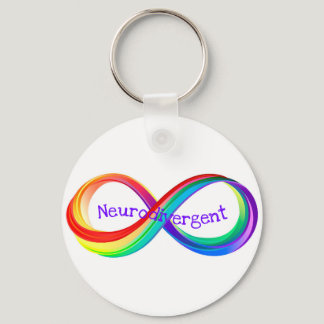 Neurodivergent Rainbow Infinity Symbol Button Keychain