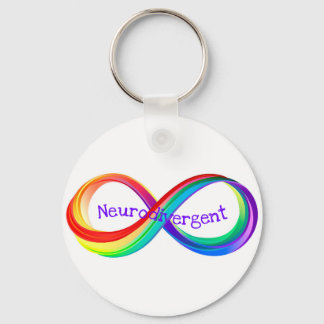 Neurodivergent Rainbow Infinity Symbol Button Keychain