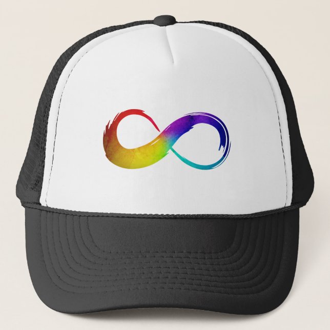 Neurodivergent Rainbow Inifinty Symbol Pride Trucker Hat (Front)