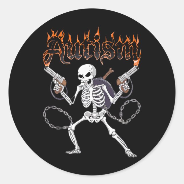 Neurodivergent Skeleton Warrior Autism Awareness  Classic Round Sticker (Front)