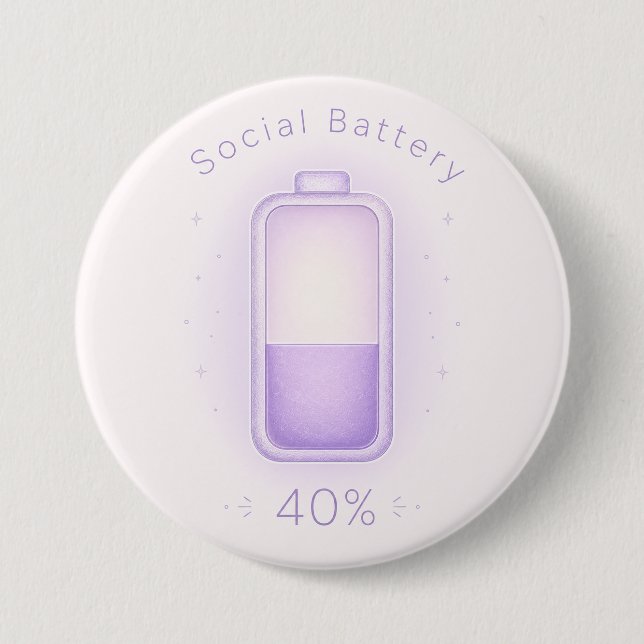 Neurodivergent Social Battery Autism ADHD AuDHD Button (Front)