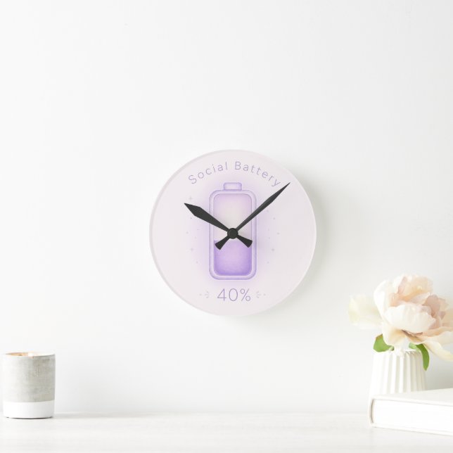 Neurodivergent Social Battery Autism ADHD AuDHD Round Clock (Home)