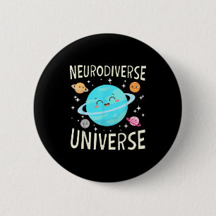 Neurodiverse planet space theme galaxy autism button