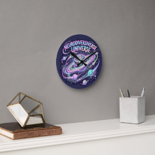 Neurodiverse Universe ADHD Autism Home Decor Round Clock