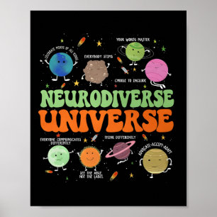 Neurodiverse Universe Autism Awareness Special Edu Poster
