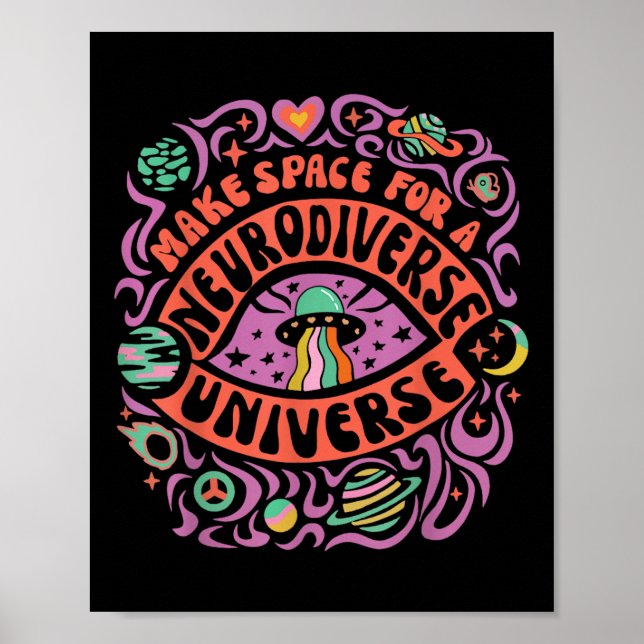 Neurodiverse Universe Neurodiversity Adhd Autism A Poster (Front)