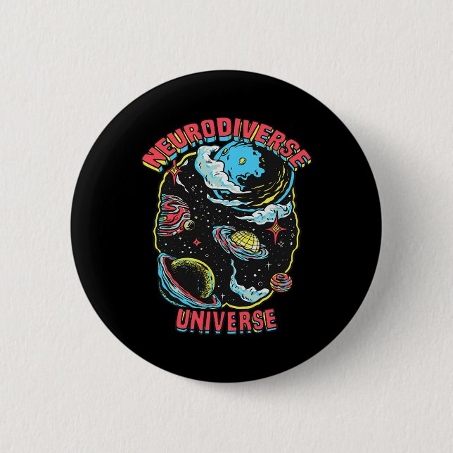 Neurodiverse Universe Neurodiversity Embrace Adhd  Button (Front)