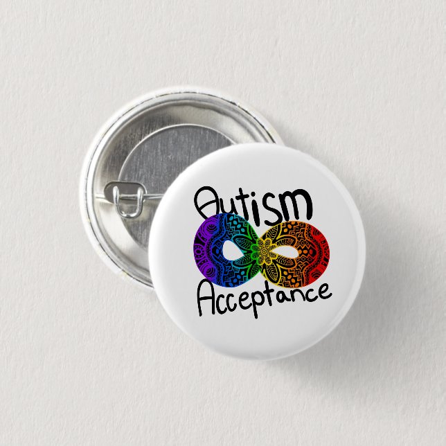 Neurodiversity Autism Acceptance Rainbow Button (Front & Back)