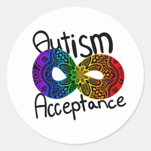 Neurodiversity Autism Acceptance Rainbow Button Cl Classic Round Sticker