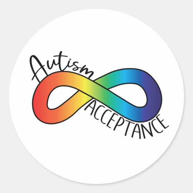 Neurodiversity Autism Acceptance Rainbow Button Classic Round Sticker (Front)