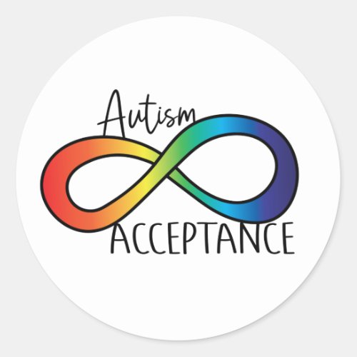 Neurodiversity Autism Acceptance Rainbow Button Classic Round Sticker