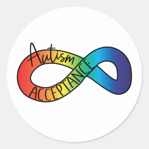 Neurodiversity Autism Acceptance Rainbow Button Classic Round Sticker