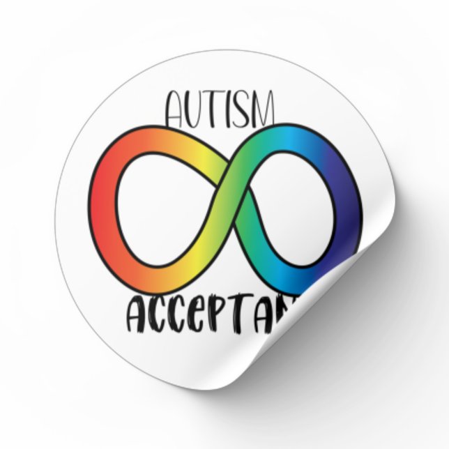 Neurodiversity Autism Acceptance Rainbow Button Classic Round Sticker (Creator Uploaded)