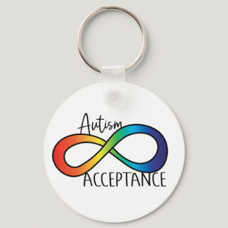 Neurodiversity Autism Acceptance Rainbow Button Keychain