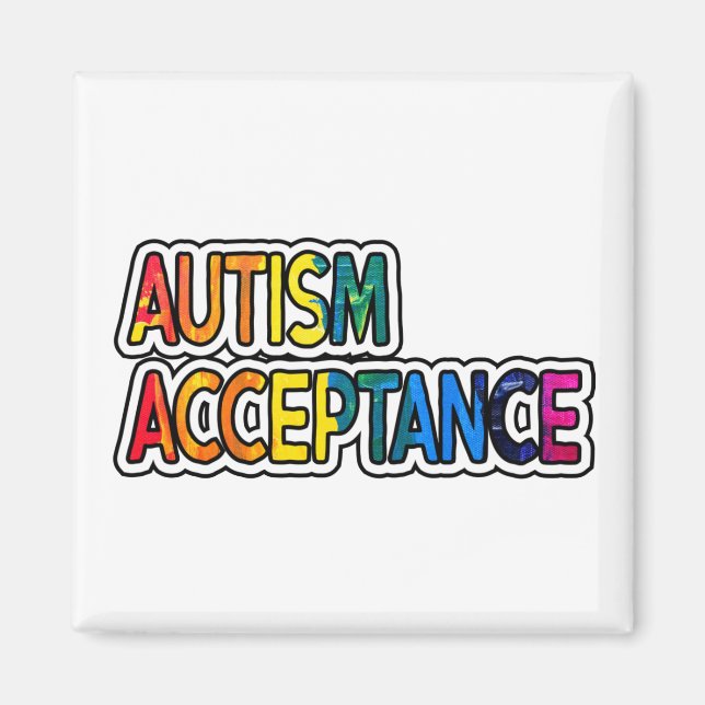 Neurodiversity Autism Acceptance Rainbow Button Ma Magnet (Front)