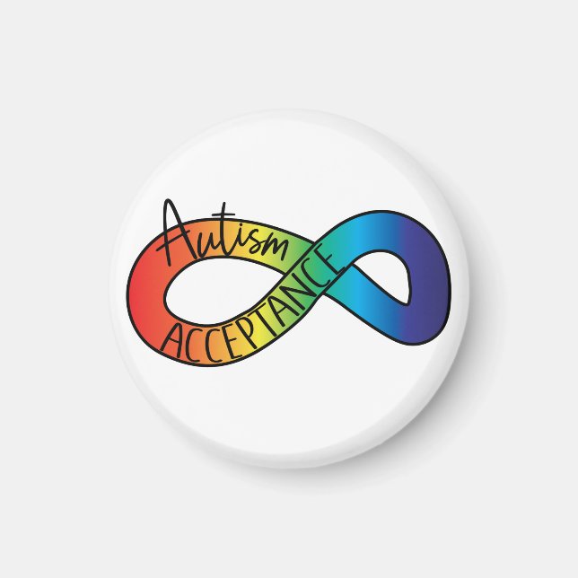Neurodiversity Autism Acceptance Rainbow Button Magnet (Front)