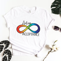 Neurodiversity Autism Acceptance Rainbow Button T-Shirt