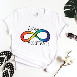 Neurodiversity Autism Acceptance Rainbow Button T-Shirt