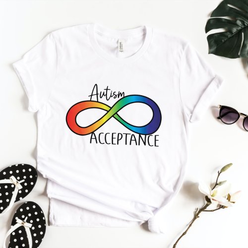 Neurodiversity Autism Acceptance Rainbow Button T_Shirt