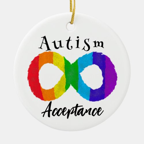 Neurodiversity Autism Acceptance Rainbow Ceramic Ornament