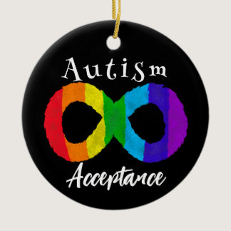 Neurodiversity Autism Acceptance Rainbow Ceramic Ornament