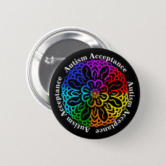 Neurodiversity Autism Acceptance Rainbow Mandala B Button