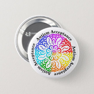 Neurodiversity Autism Acceptance Rainbow Mandala Button