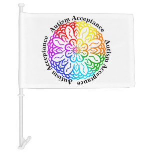 Neurodiversity Autism Acceptance Rainbow Mandala Car Flag