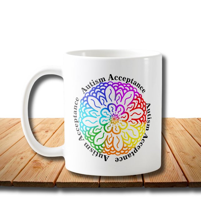 Neurodiversity Autism Acceptance Rainbow Mandala Coffee Mug (Creator Uploaded)