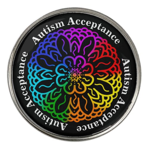 Neurodiversity Autism Acceptance Rainbow Mandala G Golf Ball Marker