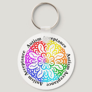 Neurodiversity Autism Acceptance Rainbow Mandala  Keychain