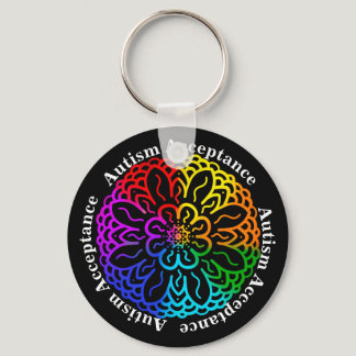 Neurodiversity Autism Acceptance Rainbow Mandala Keychain