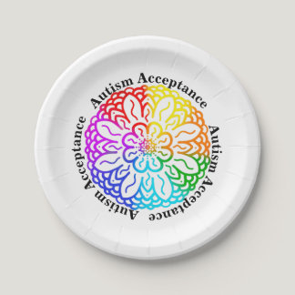 Neurodiversity Autism Acceptance Rainbow Mandala Paper Plates