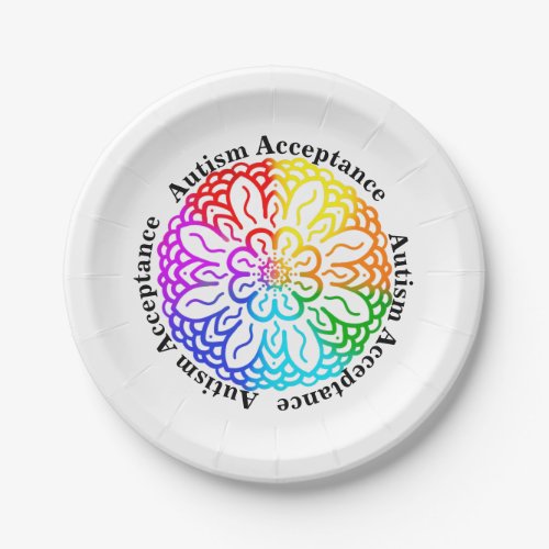 Neurodiversity Autism Acceptance Rainbow Mandala Paper Plates