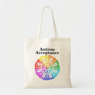 Neurodiversity Autism Acceptance Rainbow Mandala Tote Bag