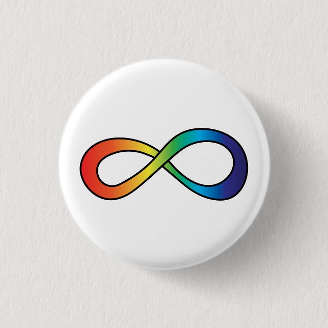 Neurodiversity Autism Awareness Acceptance Rainbow Button (Front)