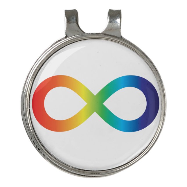 Neurodiversity Autism Awareness Acceptance Rainbow Golf Hat Clip (Front)