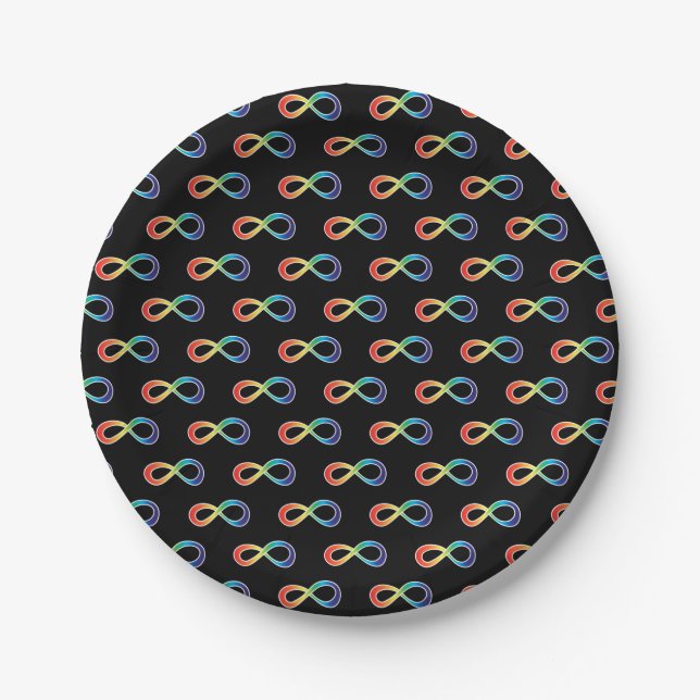 Neurodiversity Autism Awareness Acceptance Rainbow Paper Plates (Front)