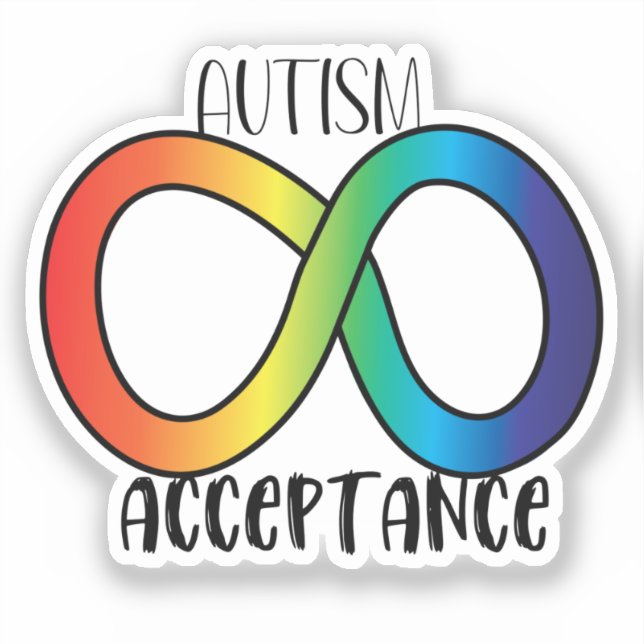 Neurodiversity Autism Awareness Acceptance Rainbow Sticker (Front)